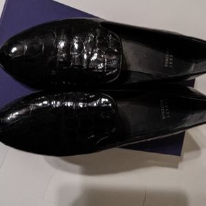 Stuart Weitzman black crocodile loafers size 6.5